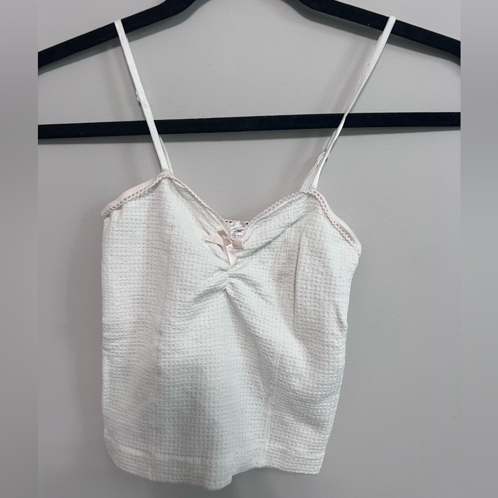 Urban Outfitters Cream Fitted Tie Front Camisole, Size XS/S